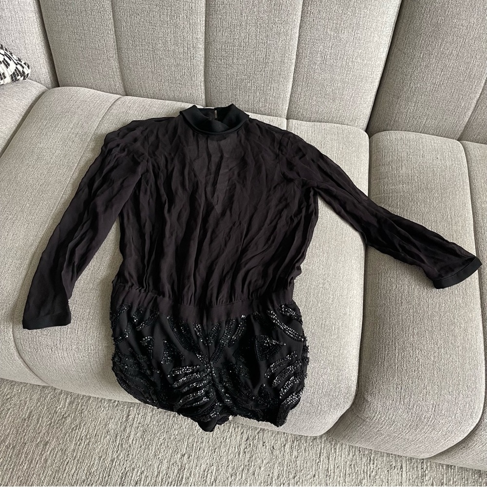 Black Sheer Zara Sequined Romper